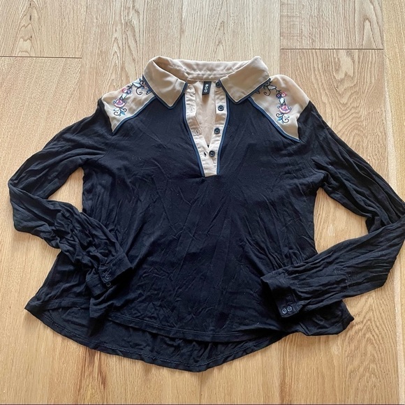 BDG LONG SLEEVES HALF BUTTON DOWN FLORAL TOP -  S - Picture 6 of 13